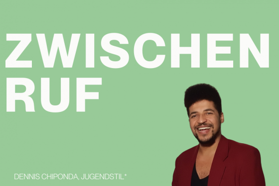 Beitragsbild für das Zwischenruf-Interview mit Dennis Chiponda von dem Projekt JUGENDSTIL*. Man sieht das Wort Zwischenruf auf grünen Grund und ein Porträt von Dennis Chiponda.